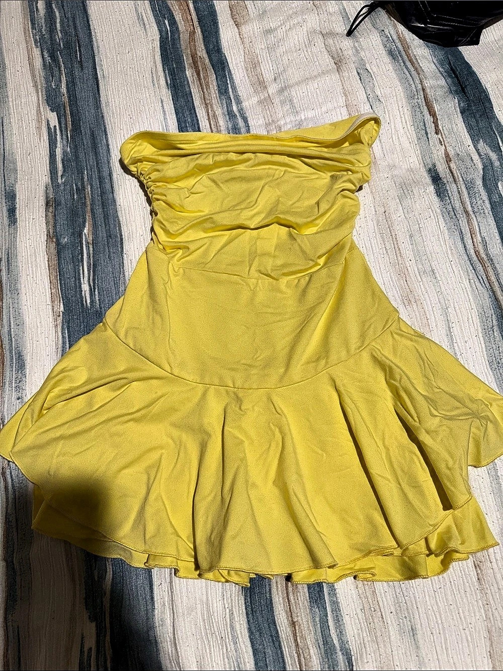 Lulus Sultry Intentions Light Yellow Strapless Ruffled Mini Dress